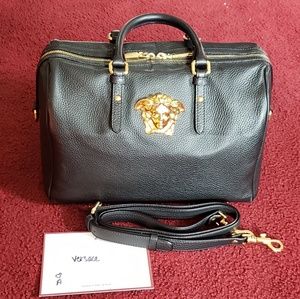 Versace Black and Gold Shoulder Bag